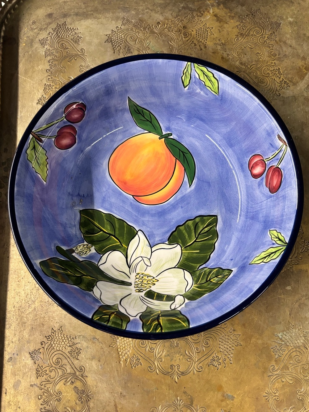 Inspirado Stonelite Peach, Cherries & Hibiscus Large Bowl